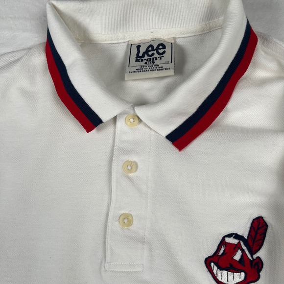 Lee Sport Other - Vintage Lee Sport Cleveland Indians Polo Shirt Chief Wahoo MLB Mens XL White Red